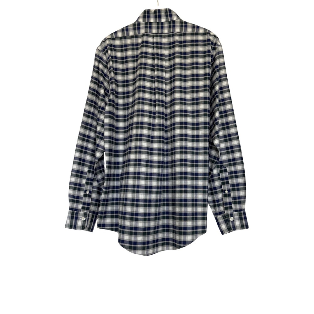 Brooks Brothers Regent Non-Iron Supima Cotton Plaid Shirt Mens Large Navy Green - Picture 2 of 7
